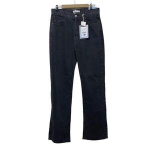 NEW Pull & Bear Black Regular Raw Hem Jeans Size 10